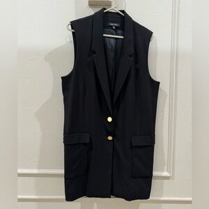Ellen Tracy Black Sleeveless Blazer Vest with Gold Buttons size 12